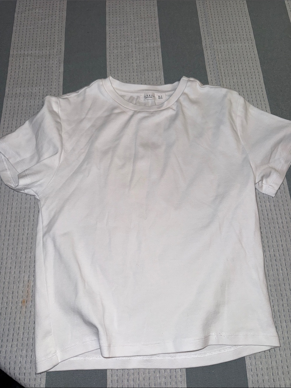 White Crewneck Tee with Visible Neck Label